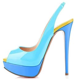 Sexy Mixed Color Platform Peep Toe Slinbacks Pumps 14cm High Heel Patent Leather Shoes Woman Multi Patchwork Banquet Zapatos