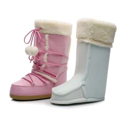 White Winter Boots Women Snow Boots Thick Sole Ski Boots Warm Mid-calf Platform Boots Slip-resistant Cotton Shoes Pink color
