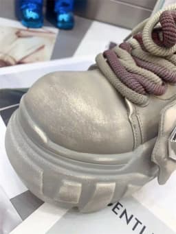 2025 Women Small Man Height Increase New Polished Leather Lace-up Muffin Bottom Thick Sole Low Top Versatile Casual Dad Shoes