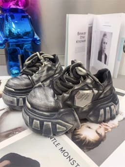 2025 Women Small Man Height Increase New Polished Leather Lace-up Muffin Bottom Thick Sole Low Top Versatile Casual Dad Shoes