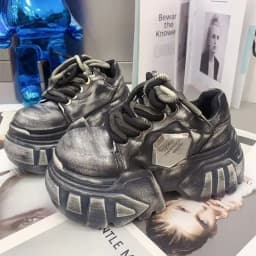2025 Women Small Man Height Increase New Polished Leather Lace-up Muffin Bottom Thick Sole Low Top Versatile Casual Dad Shoes