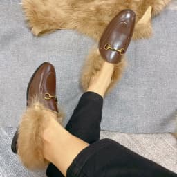 2024 New Summer Round Head Half Slippers Women's Cowhide Fashion INS Casual Lazy Flat Bottom Slippers Wool Breathable Sandals