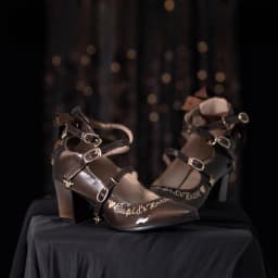 Japanese Retro Lolita Bow Cat's Eye Gem Leather High Heels Pumps Ladies Cupid Heart Mary Jane Lo Shoes Women's Single Shoes