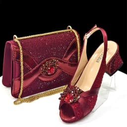 2025 Luxurious Italian Women's Party Shoe and Bag Set – Elegant Black Rhinestone Peep-Toe High Heels Sandals for Weddings