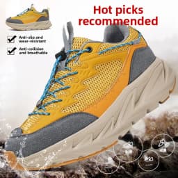 Men's Hiking Shoes Breathable Mesh Leather Upper Non-slip Rubber Sole Outdoor Casual Trekking Walking Shoes Size 39-45