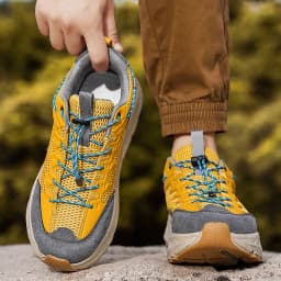 Men's Hiking Shoes Breathable Mesh Leather Upper Non-slip Rubber Sole Outdoor Casual Trekking Walking Shoes Size 39-45