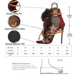 GMQM Women's High Heel Short Boots Open-Toe Zip Lace-Up Plush Strap Sandals Trendy Fashion Show Footwear Lady Cowboy Brown Pumps