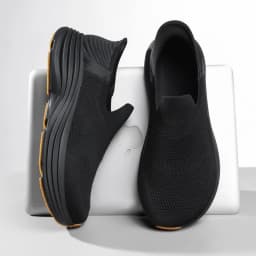 New Men Wide Toe Slip On Mesh Sneakers Breathable Thick Sole Shock Absorbing Walking Shoes Casual Commuting Shoes