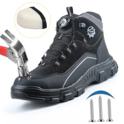 High Top Knob Buckle Safety Shoes, Mining Boots, Work Shoes, Anti-Smashing and Anti-Piercing Lightweight