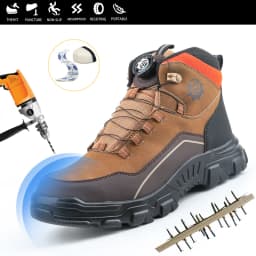 High Top Knob Buckle Safety Shoes, Mining Boots, Work Shoes, Anti-Smashing and Anti-Piercing Lightweight