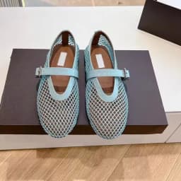 Designer brand original mesh buckle ballet sandals with women's hollow flat bottom Mary Jane mesh fishing net shoes
