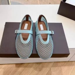 Designer brand original mesh buckle ballet sandals with women's hollow flat bottom Mary Jane mesh fishing net shoes