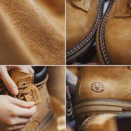 Maden Women's Wheat Work Boots Lace Up Mid Calf Boots Outdoor Combat Shoes Nubuck Leather Casual Workwear Chunky Sole Streetwear