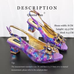 New Arrive Nigerian Women Heel Party Shoes and Bag Set Purple Colour Rhinestone Handbag Italian Design Wedding INS 2026