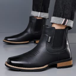 DIMANYU Men's Western Cowboy Chelsea Boots Vintage Men Ankle Boots Slip‑On Fashion Large Size Short Booties For Men