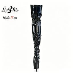 17cm/7Inch Holographic Patent Leather Zipper Closed Toe Platform Stilettos Thigh High Boot Stripper Shoes Pole Dance Nightclub