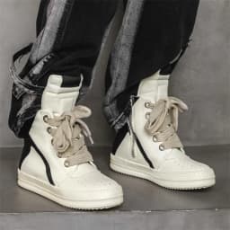 Casual High-top Boots Sports Shoes Lace-up Leather Ankle Boots Male Skateboard Shoes Men Sneakers 39-44 Men Luxury Sneakers