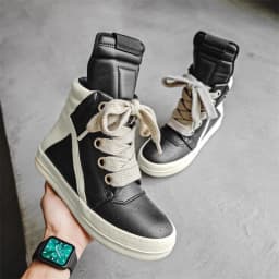 Casual High-top Boots Sports Shoes Lace-up Leather Ankle Boots Male Skateboard Shoes Men Sneakers 39-44 Men Luxury Sneakers