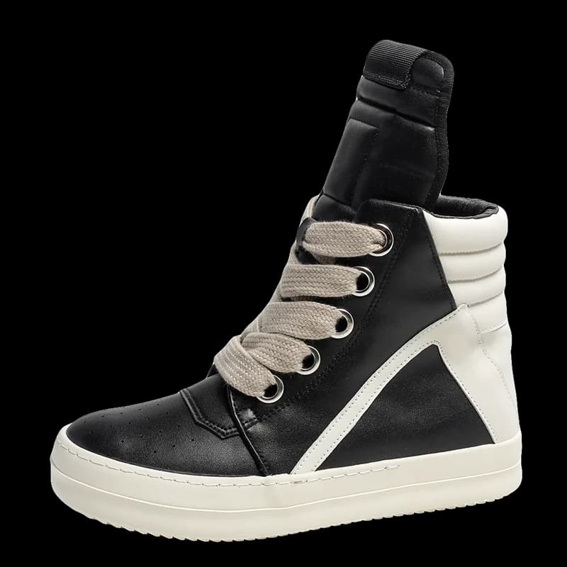 Casual High-top Boots Sports Shoes Lace-up Leather Ankle Boots Male Skateboard Shoes Men Sneakers 39-44 Men Luxury Sneakers