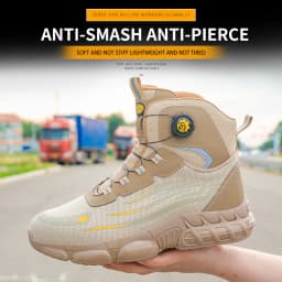 High-top Knob-button Safety Shoes for Men and Women, Protective Shoes, Work Shoes, Industrial and Mining Boots, Anti-smashing