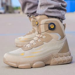 High-top Knob-button Safety Shoes for Men and Women, Protective Shoes, Work Shoes, Industrial and Mining Boots, Anti-smashing