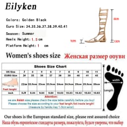 Eilyken 2026 New Golden Gladiator Roman Women Boots Sandals PU Leather Open Toe Knee High Rivet Leisure Flat Shoes