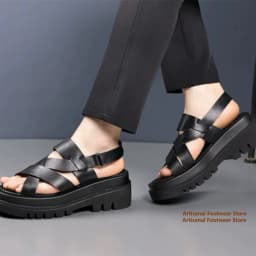 7cm Thick Soled Men's Sandals Inner Height Increasing Hollow Out Genuine Leather Summer Breathable Beach Sandals for Men
