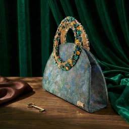 Multicolor Shimmer Rhinestone Circle Women Heels Rhinestone Ring Handle Evening Clutch Wedding Formal Matching Shoe and Bag Set