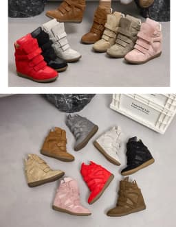 2026 New Women's 8CM Height Increase Velcro Chunky Platform Short Boots Suede Leather Fashion Versatile Casual Shoes Four Season