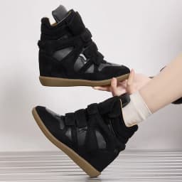 2026 New Women's 8CM Height Increase Velcro Chunky Platform Short Boots Suede Leather Fashion Versatile Casual Shoes Four Season