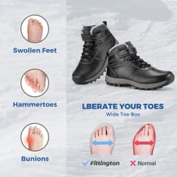 Fittington Men's Hiking Boots Wide Warm Fur Lined Winter Snow Boot Non-slip Outdoor Ankle High-top Trekking Shoes Waterproof