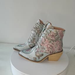 Women ankle boots plus size 23-26.5cm women shoes Chinese style embroidered flowers blue boots Flower women boots 4 colors