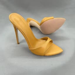 New Peach Pink Open-Toed Slim Heel Cool Mop for Women, Pointed Straight Drag for Commuting, Versatile High-Heeled Slippers 12cm