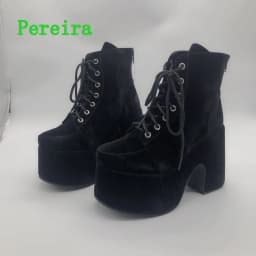 Shiny Purple Ankle Boots Women's 2024 New Arrival Platform Round Toe Chunky Heel Cross Straps Sexy Fashion Show Party Shoes