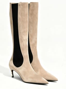 Women's New Knee High Boots with Pointed Kitten Heel and Stretch Fabric for Autumn and Winter Party Fashion, Mid Length Boots