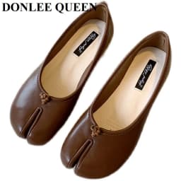 2023 Women Flats Tabi ninja Shoes Women Microfiber Leather Comfy Flats Split Toe Loafers Soft Bottom Moccasins Solid Brief Mujer