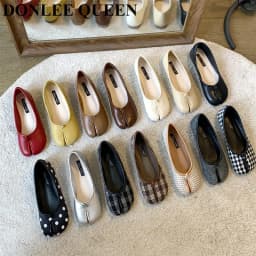 2023 Women Flats Tabi ninja Shoes Women Microfiber Leather Comfy Flats Split Toe Loafers Soft Bottom Moccasins Solid Brief Mujer