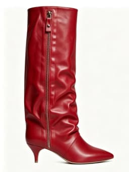 2026New Autumn and Winter Pointed Low Heel Knee High Women's Boots, Fashionable and Versatile Women's Mid Top Boots