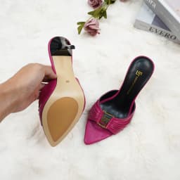 2024Women's GJ Brand High Heels 9.5CM Anti slip Slippers Pointed Leather Fashion Banquet Women's Shoes Solid Color Sexy Slippers