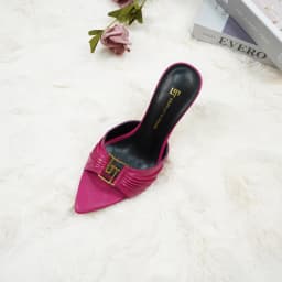 2024Women's GJ Brand High Heels 9.5CM Anti slip Slippers Pointed Leather Fashion Banquet Women's Shoes Solid Color Sexy Slippers