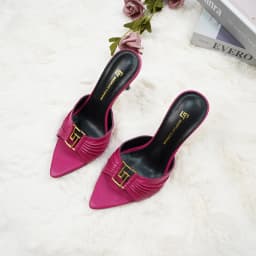 2024Women's GJ Brand High Heels 9.5CM Anti slip Slippers Pointed Leather Fashion Banquet Women's Shoes Solid Color Sexy Slippers