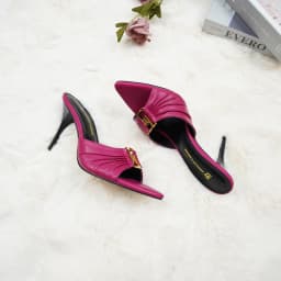 2024Women's GJ Brand High Heels 9.5CM Anti slip Slippers Pointed Leather Fashion Banquet Women's Shoes Solid Color Sexy Slippers