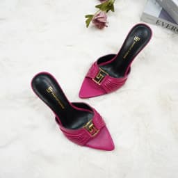 2024Women's GJ Brand High Heels 9.5CM Anti slip Slippers Pointed Leather Fashion Banquet Women's Shoes Solid Color Sexy Slippers
