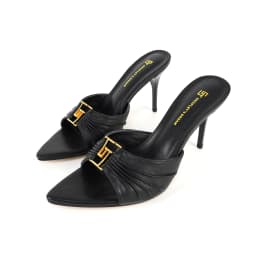 2024Women's GJ Brand High Heels 9.5CM Anti slip Slippers Pointed Leather Fashion Banquet Women's Shoes Solid Color Sexy Slippers
