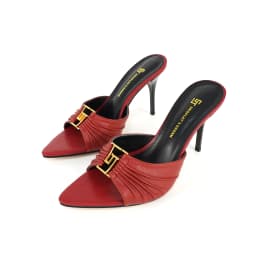 2024Women's GJ Brand High Heels 9.5CM Anti slip Slippers Pointed Leather Fashion Banquet Women's Shoes Solid Color Sexy Slippers