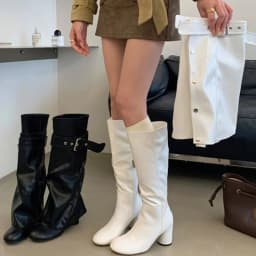 Eilyken Winter Design Detachable Splicing Buckle Strap Women Knee-High Boots Fashion Round Toe High Heels Shoes