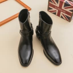 Autumn Fashion Brand Men Breathable Outdoor Cowboy Boots Classic Black Men Comfortable Side Zipper Pointed High Top Leather Shoe