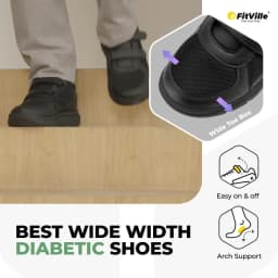 FitVille Men'S Diabetic Shoes Extra Wide 4E Senior Shoe Relieve Neuropathy Suitable For Swollen Foot Pain With Arch Support