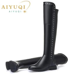 AIYUQI Womens Knee High Boots Winter 2026 New Genuine Leather Women Thigh High Boots Plus Size Wool Warm Women's High Boots