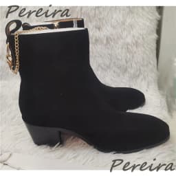 Men Suede Ankle Boots Gold Chain Black Red Velvet Pointed Toe High Heel Shoes Luxury Genuine Leather Side Zipper Chelsea Boots